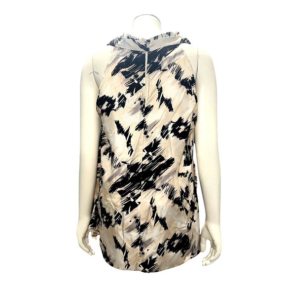 Cynthia Rowley XL Black White Abstract Print Silk Sleeveless Cowl Neck Blouse NW - Picture 6 of 9